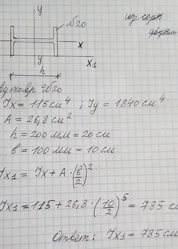 Рассчитать осевой момент инерции двутавра относительно оси Х 